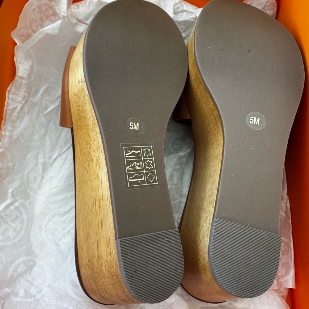 Tory Burch Tan Leather Logo Slide Sandals - Picture 3 of 5